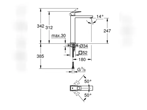 Grohe Eurocube Einhand-Waschtischbatterie, XL-Size mit...