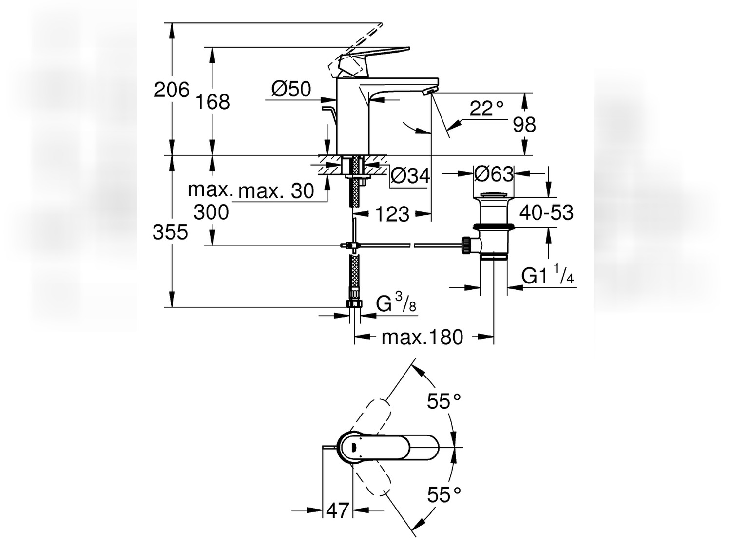 Grohe Eurosmart Cosmopolitan Einhand-Waschtischbatterie, M-Size mit Ab