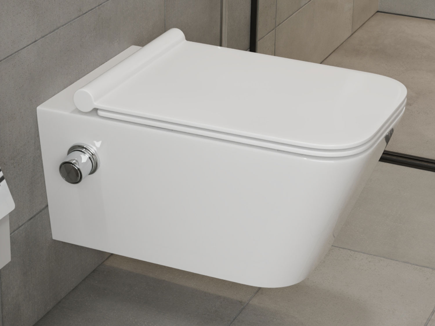 Wand Dusch WC Taharet - mit abnehmbaren Softclose Toiletten-Sitz - Bidet - Keramik - CT2041V-B