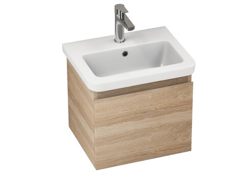 Snow Badmöbel 50, Eiche Gold, Keramik Waschbecken