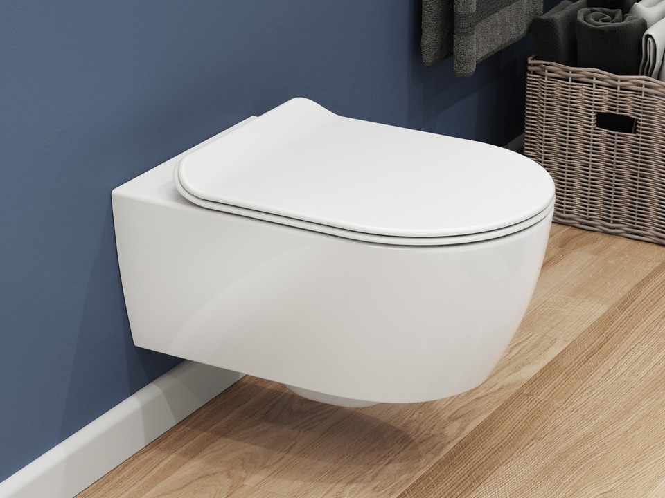 Wand H&auml;nge WC Toilette - sp&uuml;lrandlos - inkl. abnehmbaren Softclose Toiletten-Sitz - Keramik - ABWCSR003ULTRA