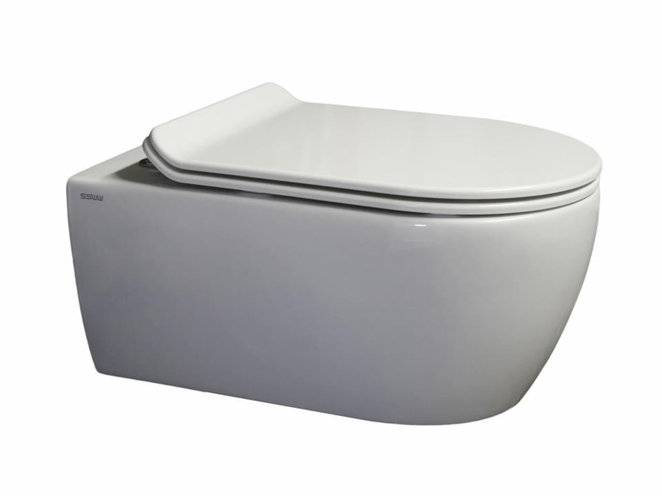 Wand H&auml;nge WC Toilette - sp&uuml;lrandlos - inkl. abnehmbaren Softclose Toiletten-Sitz - Keramik - ABWCSR003ULTRA