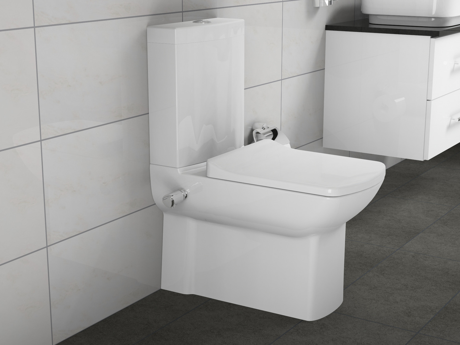 Wand Dusch WC Taharet - mit Softclose Toiletten-Sitz - Bidet - Keramik - 10.18.10.01.KTV