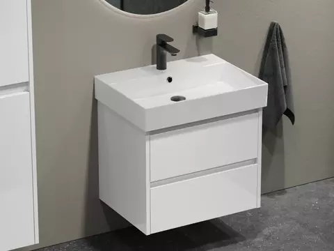 Duo Badmöbel 60, Weiß Hochglanz Lackiert,...