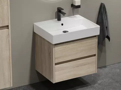 Duo Badmöbel 60, Eiche Gold, Keramik Waschbecken
