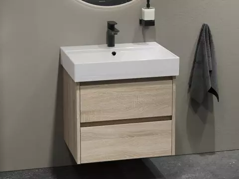 Duo Badmöbel 60, Eiche Gold, Keramik Waschbecken
