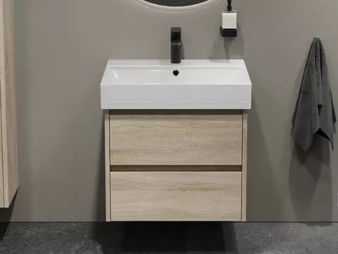 Duo Badmöbel 60, Eiche Gold, Keramik Waschbecken