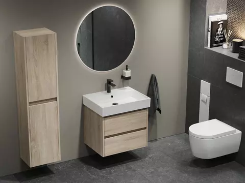 Duo Badmöbel 60, Eiche Gold, Keramik Waschbecken