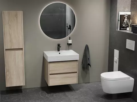 Duo Badmöbel 60, Eiche Gold, Keramik Waschbecken