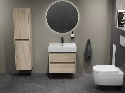 Duo Badmöbel 60, Eiche Gold, Keramik Waschbecken