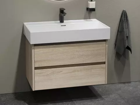 Duo Badmöbel 80, Eiche Gold, Keramik Waschbecken