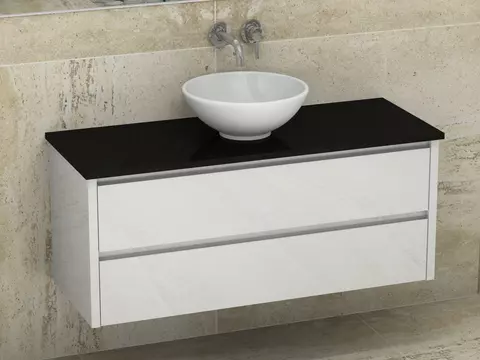 Duo Badmöbel 120, Weiß Hochglanz Lackiert,...