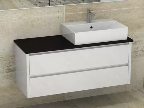 Duo Badmöbel 120, Weiß Hochglanz Lackiert,...