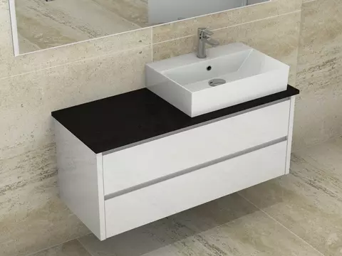 Duo Badmöbel 120, Weiß Hochglanz Lackiert,...