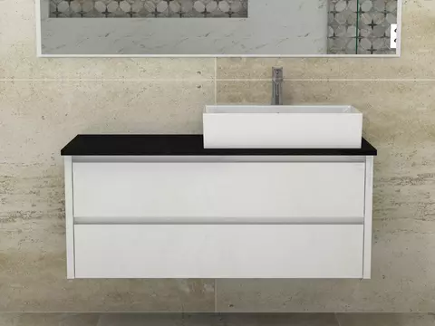 Duo Badmöbel 120, Weiß Hochglanz Lackiert,...