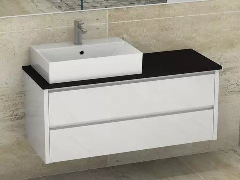 Duo Badmöbel 120, Weiß Hochglanz Lackiert,...