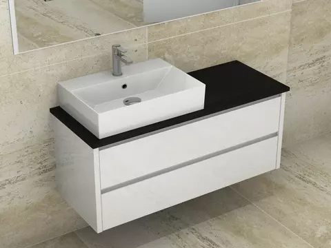 Duo Badmöbel 120, Weiß Hochglanz Lackiert,...