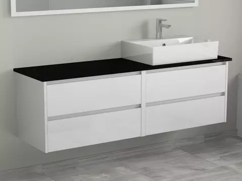 Duo Badmöbel 160, Weiß Hochglanz Lackiert,...