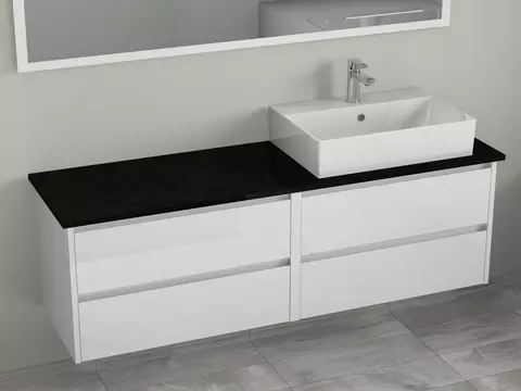 Duo Badmöbel 160, Weiß Hochglanz Lackiert,...