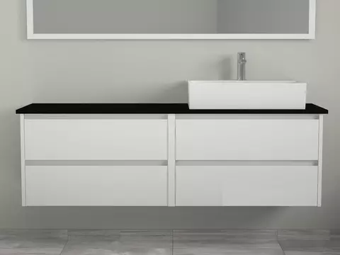 Duo Badmöbel 160, Weiß Hochglanz Lackiert,...