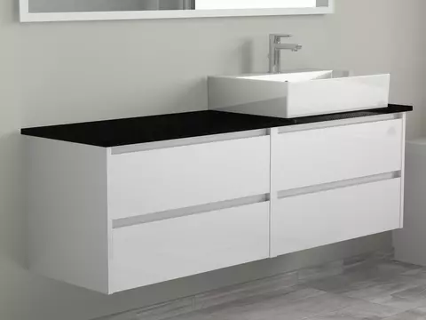 Duo Badmöbel 160, Weiß Hochglanz Lackiert,...