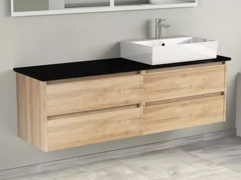 Duo Badmöbel 160, Eiche Gold, Keramik Waschbecken,...