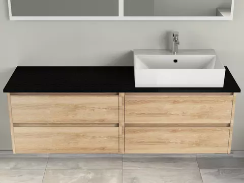 Duo Badmöbel 160, Eiche Gold, Keramik Waschbecken,...