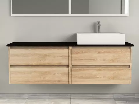 Duo Badmöbel 160, Eiche Gold, Keramik Waschbecken,...