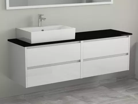 Duo Badmöbel 160, Weiß Hochglanz Lackiert,...