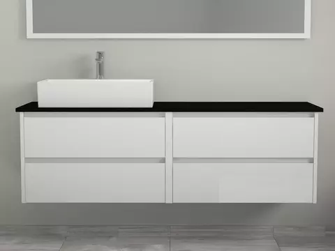 Duo Badmöbel 160, Weiß Hochglanz Lackiert,...