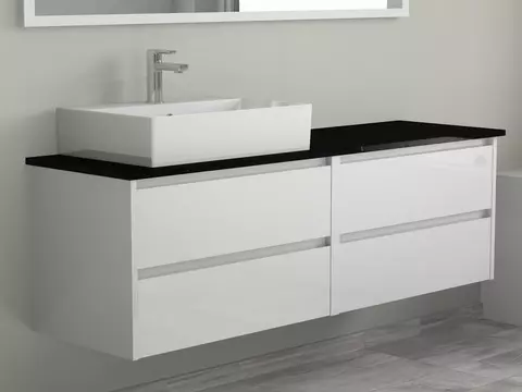 Duo Badmöbel 160, Weiß Hochglanz Lackiert,...