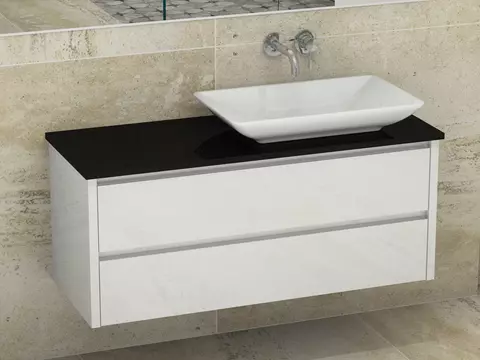 Duo Badmöbel 120, Weiß Hochglanz Lackiert,...