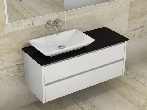 Duo Badmöbel 120, Weiß Hochglanz Lackiert,...