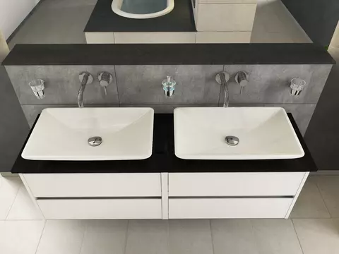 Duo Badmöbel 160, Weiß Hochglanz Lackiert,...