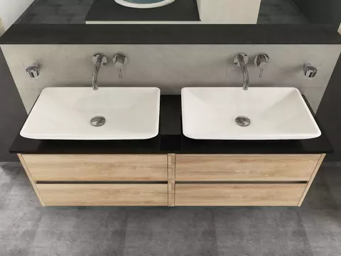 Duo Badmöbel 160, Eiche Gold, Doppelwaschtisch,...