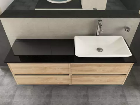 Duo Badmöbel 160, Eiche Gold, Keramik Waschbecken,...