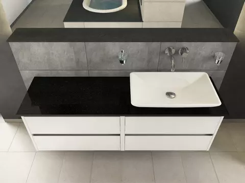 Duo Badmöbel 160, Weiß Hochglanz Lackiert,...
