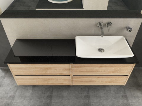 Duo Badmöbel 160, Eiche Gold, Keramik Waschbecken,...