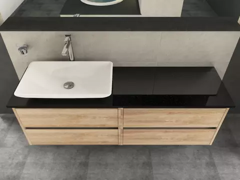 Duo Badmöbel 160, Eiche Gold, Keramik Waschbecken,...