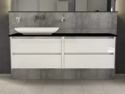 Duo Badmöbel 160, Weiß Hochglanz Lackiert,...