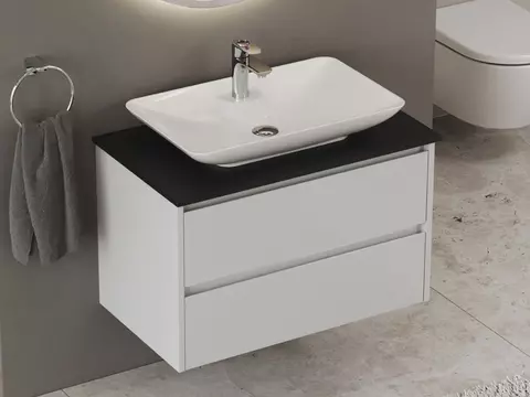 Duo Badmöbel 80, Weiß Hochglanz Lackiert,...