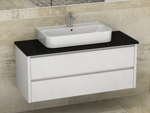 Duo Badmöbel 120, Weiß Hochglanz Lackiert,...