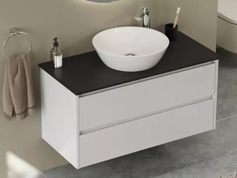 Duo Badmöbel 100, Weiß Hochglanz Lackiert,...