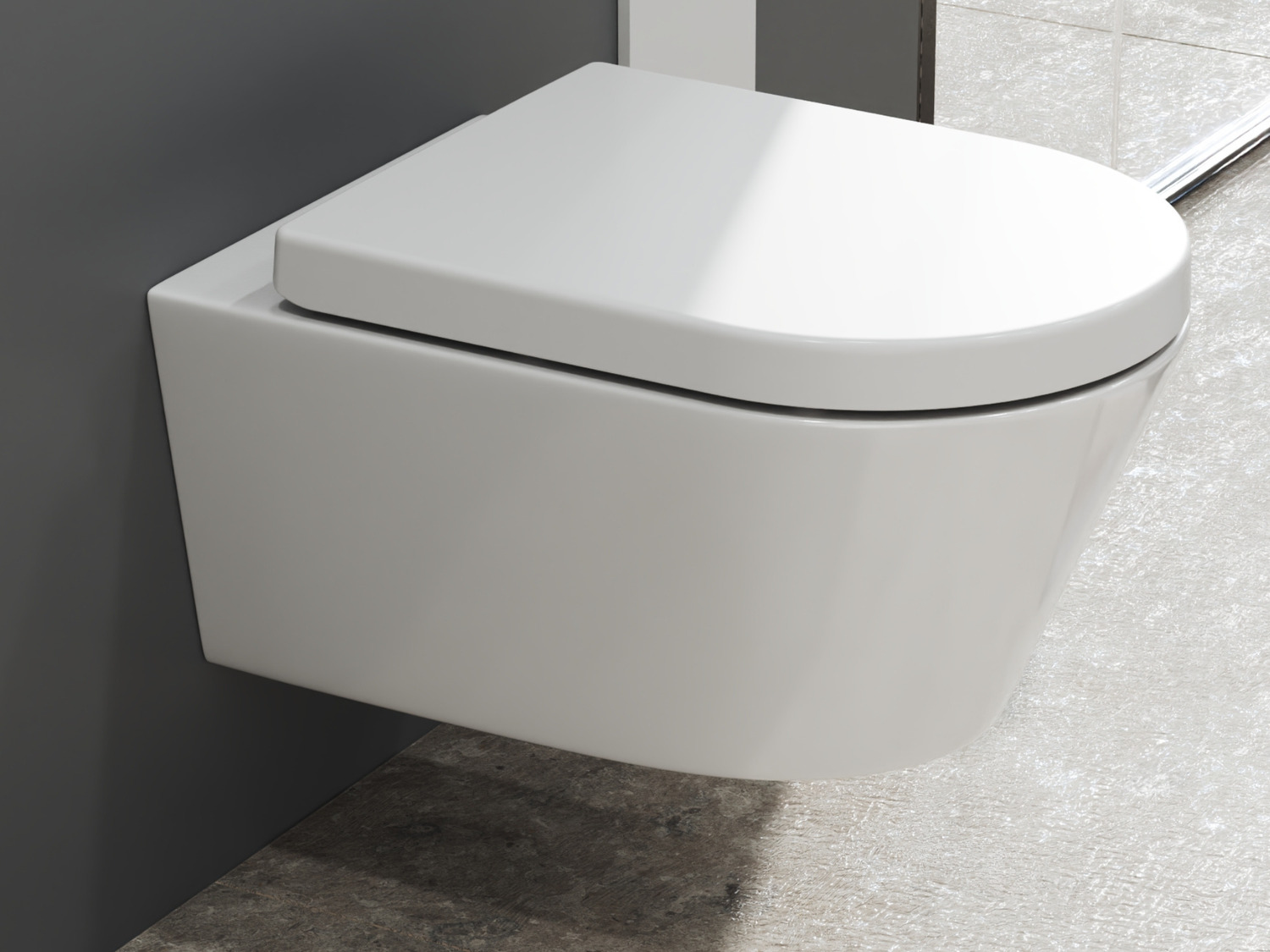 Wand H&auml;nge WC Toilette - sp&uuml;lrandlos - inkl. abnehmbaren Softclose Toiletten-Sitz - Keramik - CT2063.19