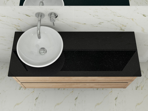 Duo Badmöbel 120, Eiche Gold, Keramik Waschbecken,...