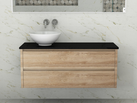 Duo Badmöbel 120, Eiche Gold, Keramik Waschbecken,...