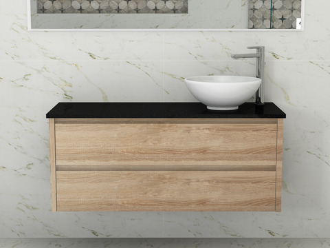 Duo Badmöbel 120, Eiche Gold, Keramik Waschbecken,...