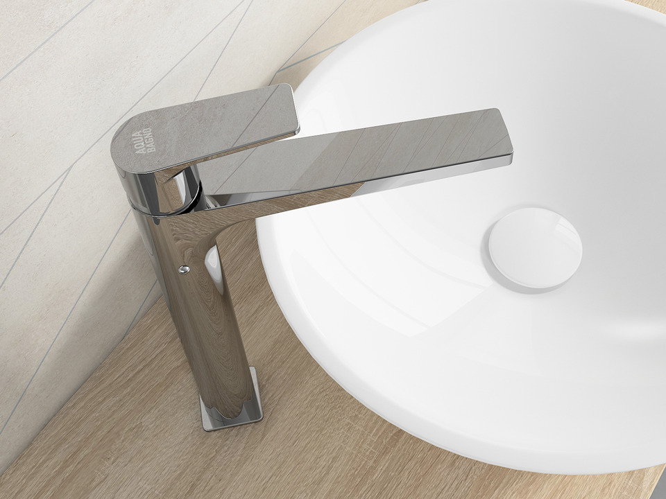 Aqua Bagno Zero Waschtischarmatur Einhebelmischer chrom ohne Ablaufgarnitur - hoch