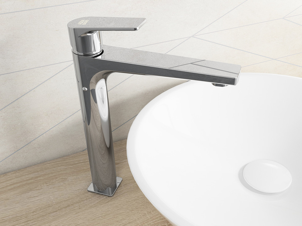 Aqua Bagno Zero Waschtischarmatur Einhebelmischer chrom ohne Ablaufgarnitur - hoch
