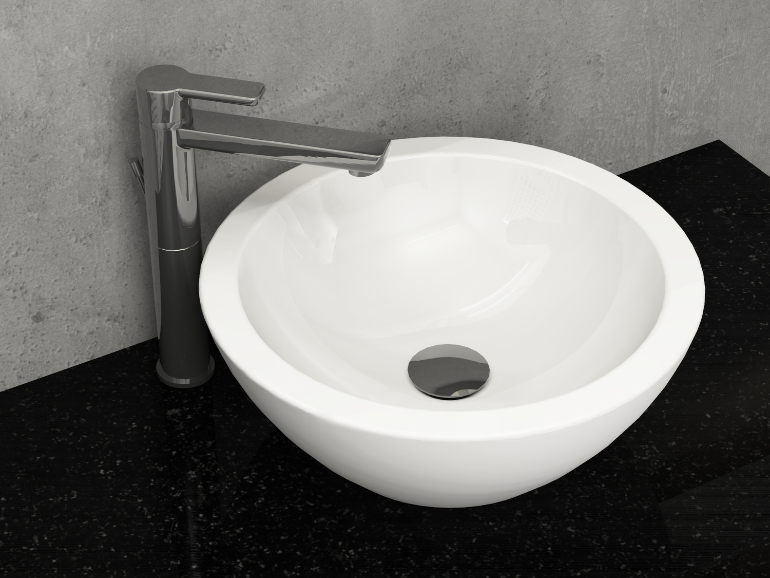 Aqua Bagno Keramik Aufsatzbecken rund wei&szlig; 42cm